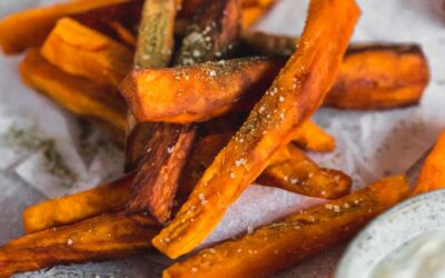 Sweet potato fries med timian citronsalt og dip